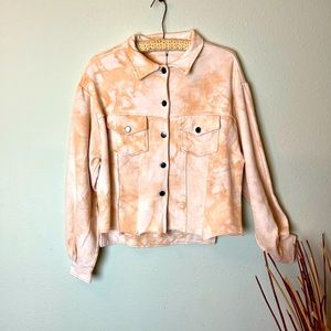 Natural Life Laney Tie Dye cream Size XS/S Trucker Sweatshirt Jacket…